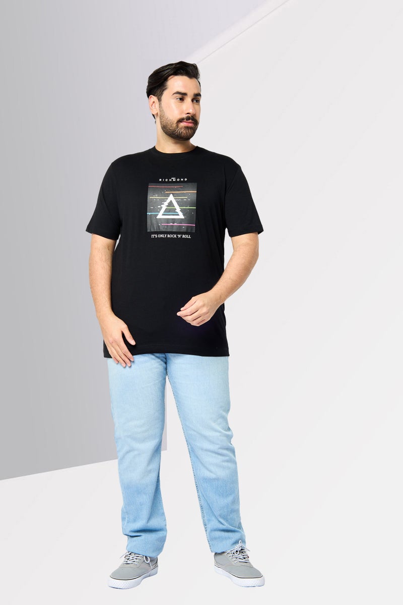 JOHN RICHMOND Men Crew Neck Short Sleeve Graphic T Shirt, Black  - Image 2