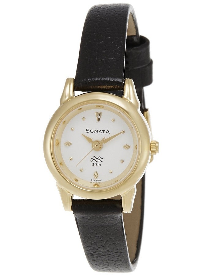 Sonata Quartz Analog White Dial Leather Strap Watch for Women-NS8925YL01W - Image 1