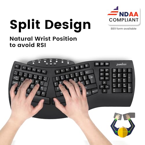 Perixx Periboard612B Wireless Ergonomic Split Keyboard with Dual Mode 24G and Bluetooth Feature Compatible with Windows 11 and Mac OS X System Black US English Layout - Image 3