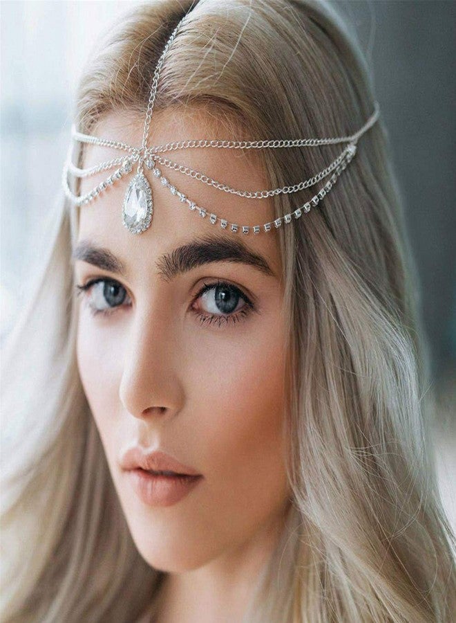 WLBON Gold Head Chain Pearl Sequins Rhinestone Headband Crystal Bohemian Hair Bands Halloween Hoop Women Boho Hippie Hairband Party Decoration Cosplay Costume Handmade Headpiece Jewelry 4 Pack - Image 5