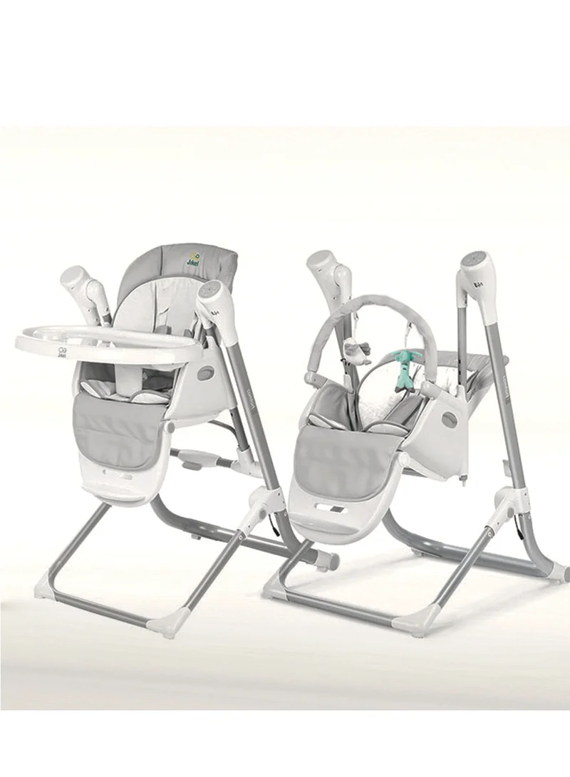 جيكل Jikel Comfort3 2-in-1 Swing & Highchair 0 to 3 years - Grey
