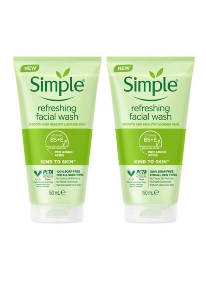 simple Refreshing Facial Wash 150ml Pack of 2 - Image 1