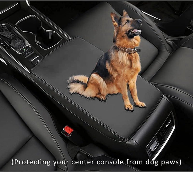 INTGET Car Center Console Cover for 2021 2022 Honda Accord 2018 2019 2020 Leather Armrest Cover Interior Middle Arm Rest Cover Dog Seat Protector for Honda Accord Interior Accessories (black stitches) - Image 1