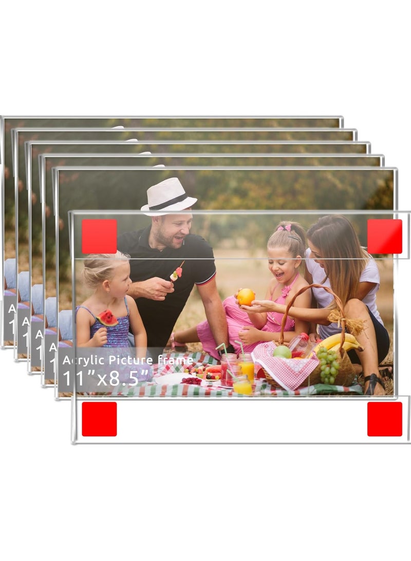 Slasa SLASA Acrylic Sign Holder 8.5x11 Inches Horizontal,Clear Plastic Wall Mount Sign Holder Poster Paper Holder with Free Double Sided Tape for Office, Home, Store, Restaurant-No Drilling(6 Pack) - Image 1