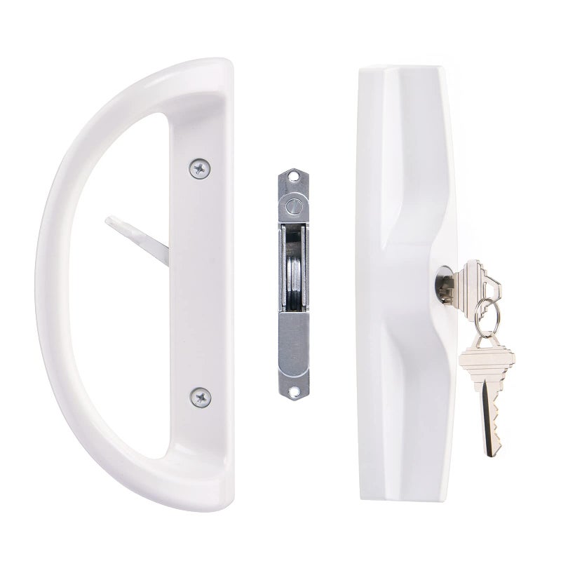 HauSun Sliding Patio Door Handle Set with Key Cylinder and Mortise Lock, Full Replacement Handle Lock Set Fits Door Thickness from 1-1/2" to 1-3/4", 3-15/16â€ Screw Hole Spacing, Reversible Design(Non-Handed) - Image 1