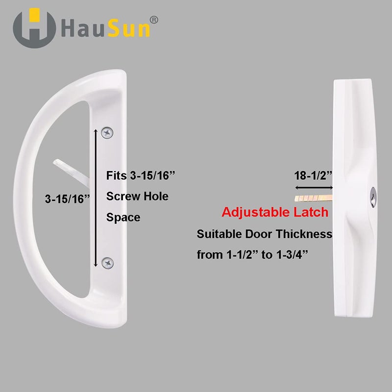 HauSun Sliding Patio Door Handle Set with Key Cylinder and Mortise Lock, Full Replacement Handle Lock Set Fits Door Thickness from 1-1/2" to 1-3/4", 3-15/16â€ Screw Hole Spacing, Reversible Design(Non-Handed) - Image 5