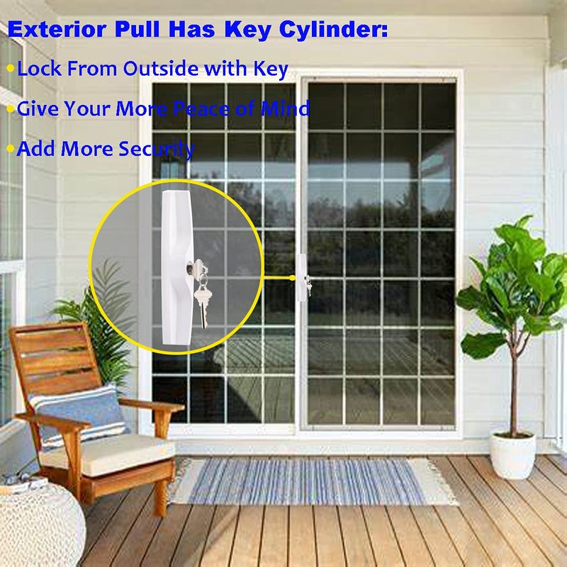 HauSun Sliding Patio Door Handle Set with Key Cylinder and Mortise Lock, Full Replacement Handle Lock Set Fits Door Thickness from 1-1/2" to 1-3/4", 3-15/16â€ Screw Hole Spacing, Reversible Design(Non-Handed) - Image 4