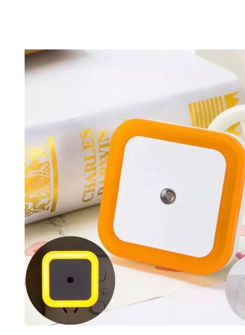 BLUE CORAL Sensor Night Light Plug-In Square Night Lamp Smart Dusk to Dawn Sensor Lamps Nightlight Energy Saving LED Sensor For Bedroom Toilets Stairs Corridors Children Kids Living Room (Orange) - Image 1