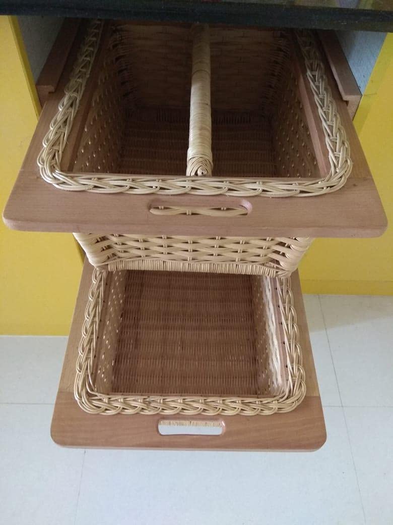 Akway Akway Wicker basket for Modular Kitchen | Pull out Wicker Basket for Kitchen | Onion Patoto basket for Kitchen (With Partition, 22"W (564mm) Including Channel x 16"D x 8"H)  - Image 4