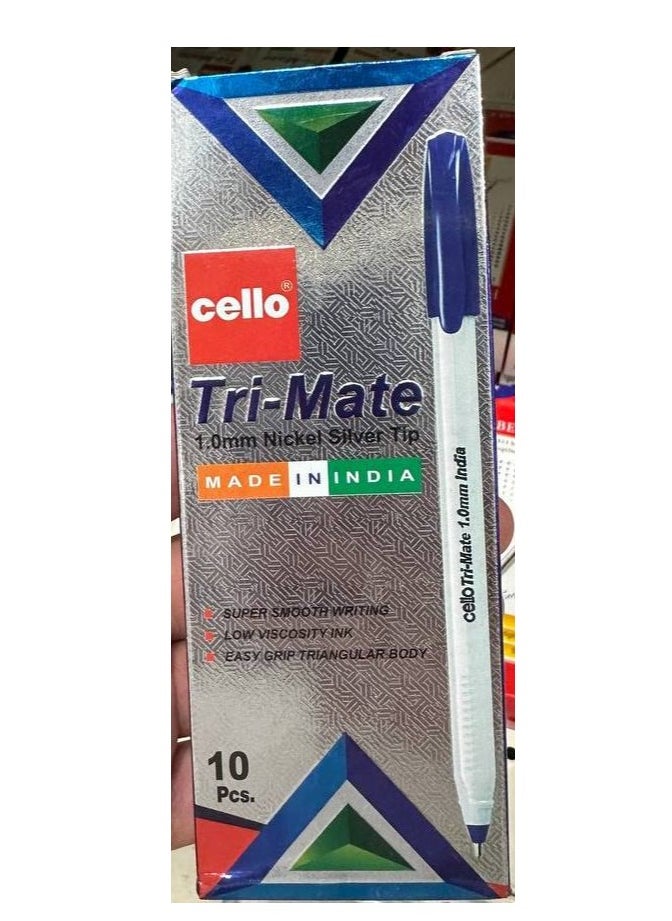 Tri-Mate Ballpoint Pen from the famous Cello company    The box contains 10 pens of one color, according to the chosen color    Indian industry    1.0 mm - pzsku/ZAEC1AFE8D4F8403DB615Z/45/_/1694596013/cd0c963a-d329-4e3d-ab76-fd3301e18d9e