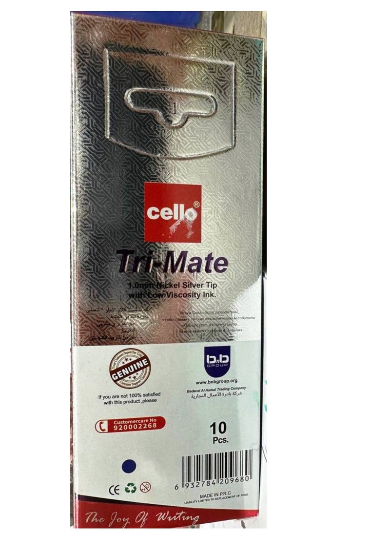 Tri-Mate Ballpoint Pen from the famous Cello company    The box contains 10 pens of one color, according to the chosen color    Indian industry    1.0 mm - pzsku/ZAEC1AFE8D4F8403DB615Z/45/_/1694596014/23330300-fffd-405b-afcf-e38591f03066