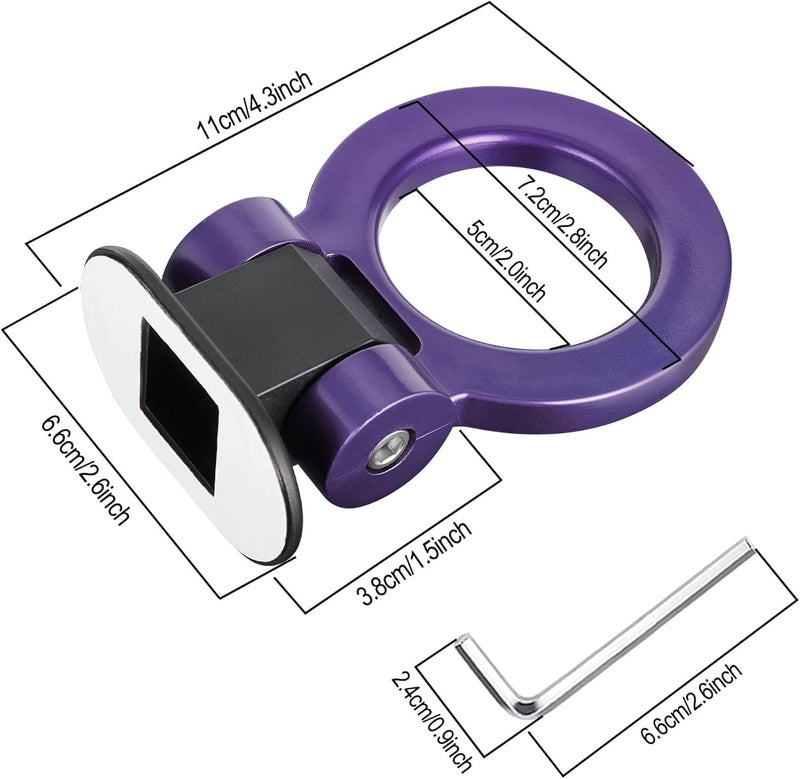AutoBizarre Car Dummy Tow Hook Bumper Tow Hook 180 Degree Adjustable Self-Adhesive Round O-Shaped Vehicle Towing Hook for Car Decoration Universal for All Cars, SUV (Purple) - Image 2