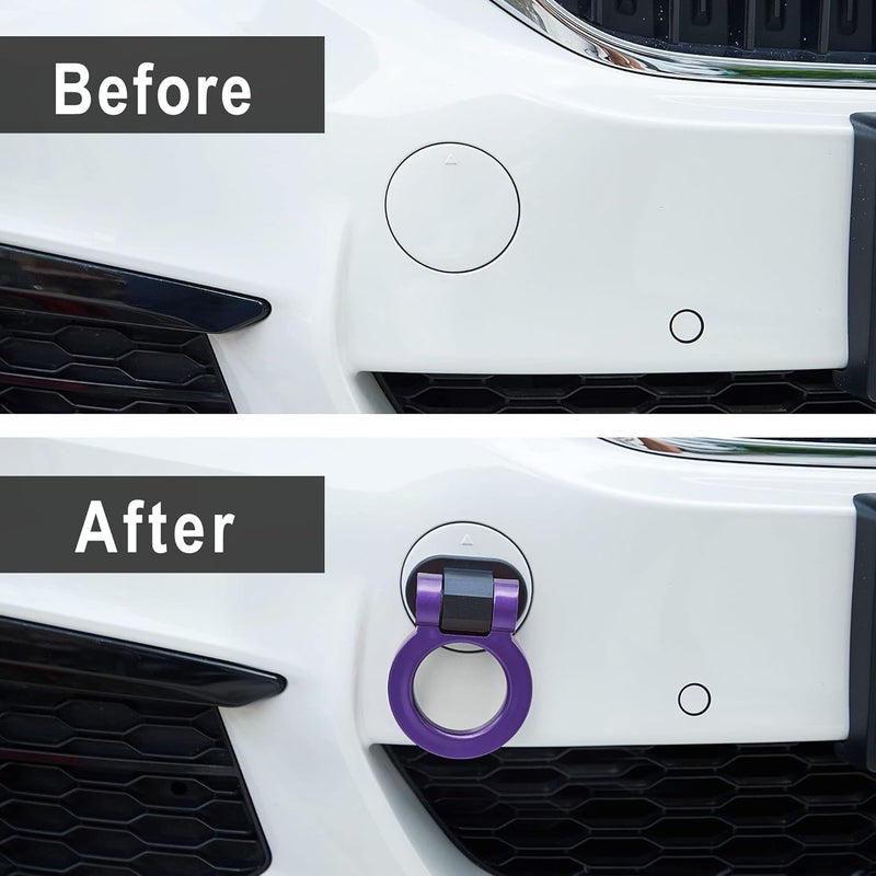 AutoBizarre Car Dummy Tow Hook Bumper Tow Hook 180 Degree Adjustable Self-Adhesive Round O-Shaped Vehicle Towing Hook for Car Decoration Universal for All Cars, SUV (Purple) - Image 5