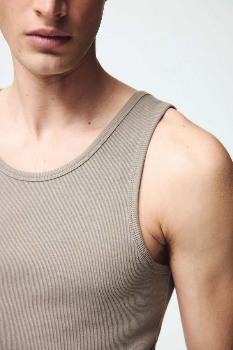 H&M  Slim Fit Ribbed vest top for Men | Best Price UAE