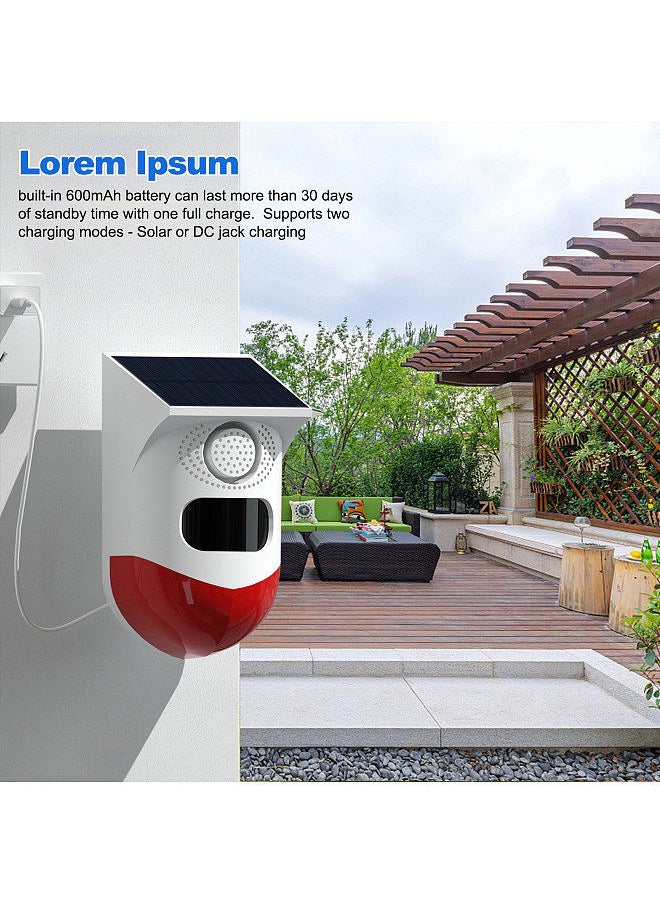 Generic - Solar Motion Sensor Alarm Outdoor Solar Alarm 120dB Loud Siren LED Strobe Lights Sound Security Alarm Adjustable Sensing Distance IP65 Waterproof Motion Detector Alarm Siren Rechargeable - Image 1