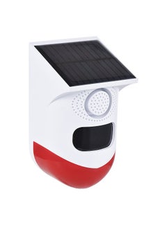 Solar Motion Sensor Alarm Outdoor Solar Alarm 120dB Loud Siren LED Strobe Lights Sound Security Alarm Adjustable Sensing Distance IP65 Waterproof Motion Detector Alarm Siren Rechargeable