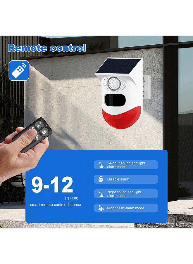 Generic - Solar Motion Sensor Alarm Outdoor Solar Alarm 120dB Loud Siren LED Strobe Lights Sound Security Alarm Adjustable Sensing Distance IP65 Waterproof Motion Detector Alarm Siren Rechargeable - Image 1