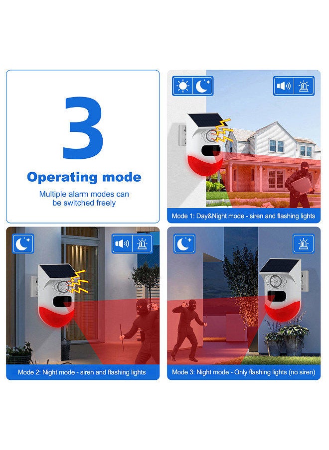 Generic - Solar Motion Sensor Alarm Outdoor Solar Alarm 120dB Loud Siren LED Strobe Lights Sound Security Alarm Adjustable Sensing Distance IP65 Waterproof Motion Detector Alarm Siren Rechargeable - Image 1