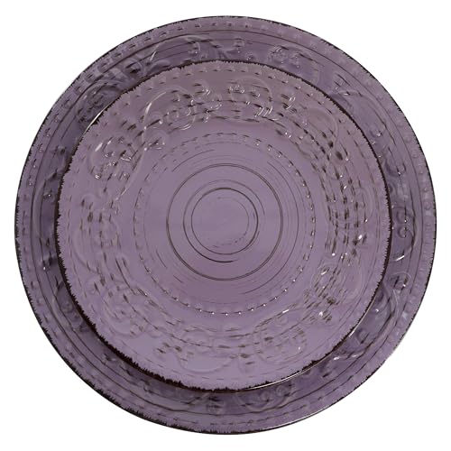 Elama Malibu Mica 16-Piece Stoneware Embossed Pattern Reactive Glaze Purple Dinnerware Set, Tableware, Serveware Set (Mica Purple) - Image 3