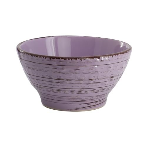 Elama Malibu Mica 16-Piece Stoneware Embossed Pattern Reactive Glaze Purple Dinnerware Set, Tableware, Serveware Set (Mica Purple) - Image 4