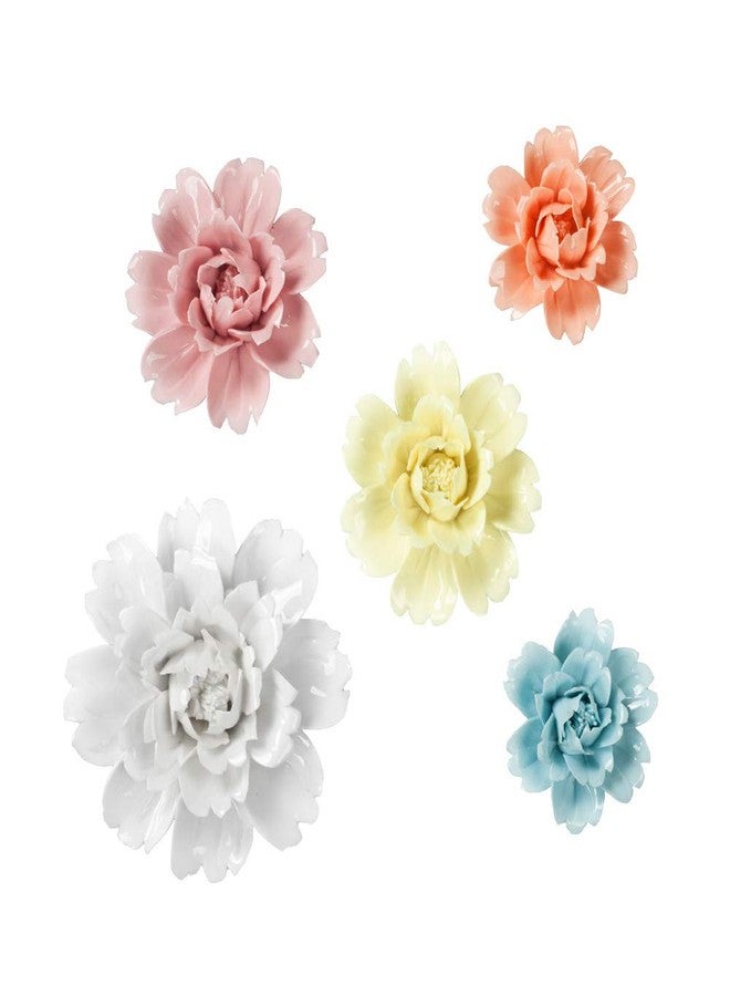 Insiswiner Handcrafted Ceramic Flowers Sculpture Home Hanging 3D Wall Art Decor Decoration for Living Room Bedroom White Peony (4 pack) - Image 3