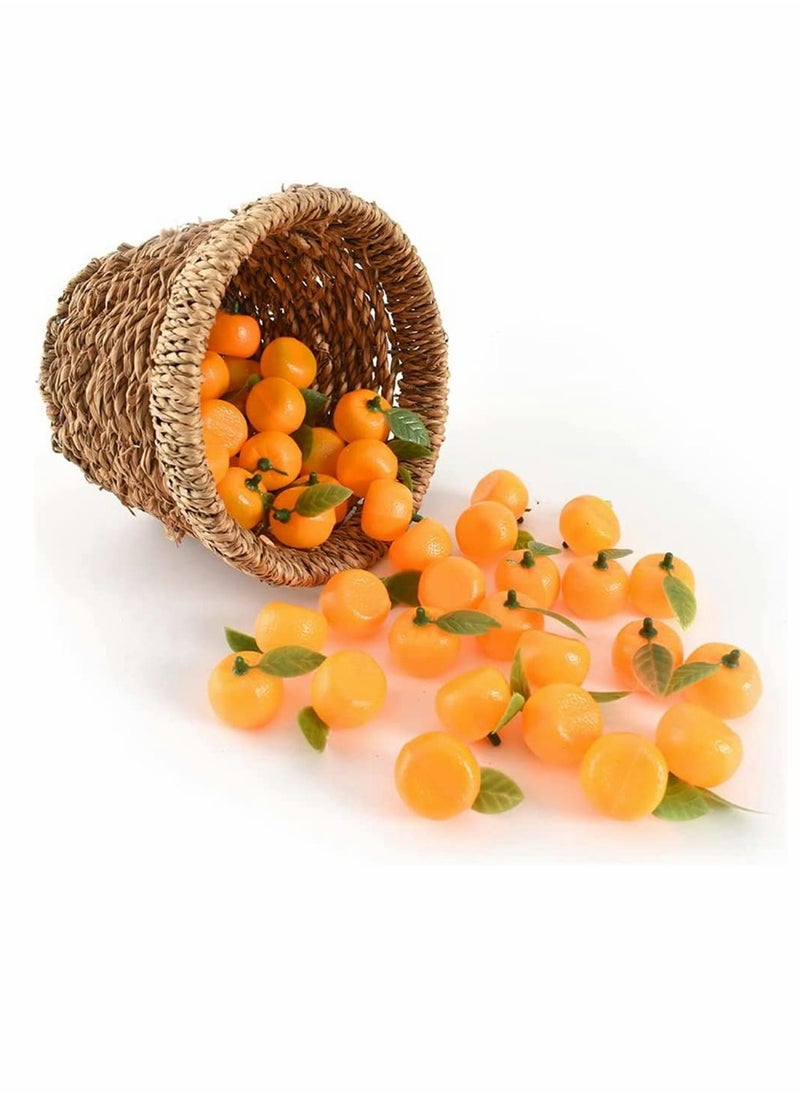 SYOSI - Fake Mandarin Oranges, Artificial Orange Fake Orange Simulation Mini Orange Decorative Kitchen Table Decoration Realistic Artificial Fruit Bowl Tray for Home Party Kitchen Festival Decoration (48 Pcs) - Image 1