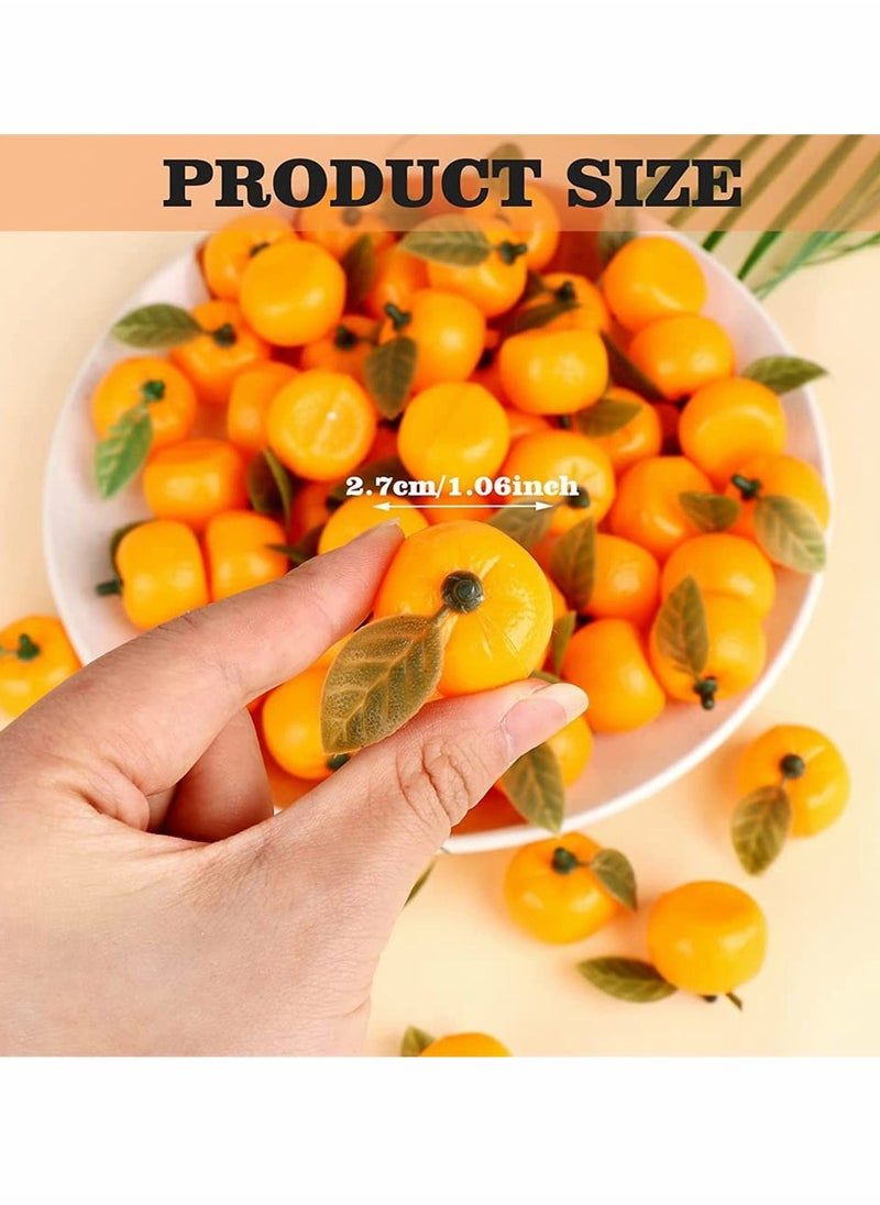 SYOSI - Fake Mandarin Oranges, Artificial Orange Fake Orange Simulation Mini Orange Decorative Kitchen Table Decoration Realistic Artificial Fruit Bowl Tray for Home Party Kitchen Festival Decoration (48 Pcs) - Image 1