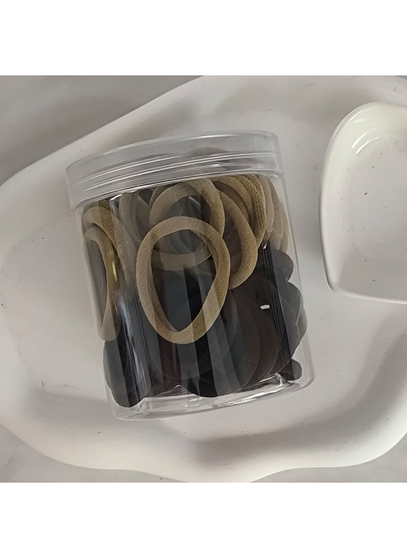 إسكدنيا Gradient Hair Ties 50pcs High Elasticity milk brown system 【50 pieces and 1 can】】