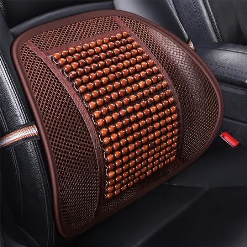 SARTE BS-X2 Mesh Ventilation Car Wooden Back Rest/Lumbar Cushion with Elastic & Belt Support for Car Seat. - Image 1