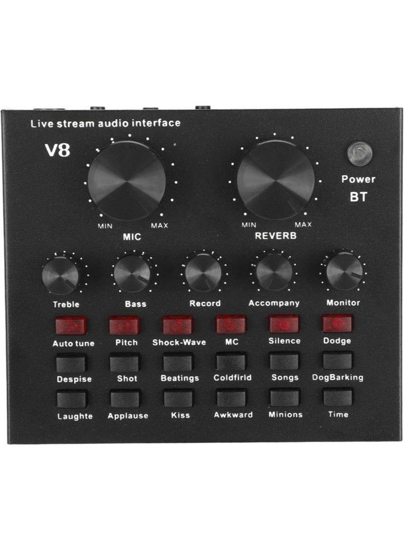 ELTRAZONE Audio Mixer Live Sound Card Intelligent Volume Adjustable Audio Mixer Sound Card with Microphone (Color : Black, Size : One Size) - Image 4