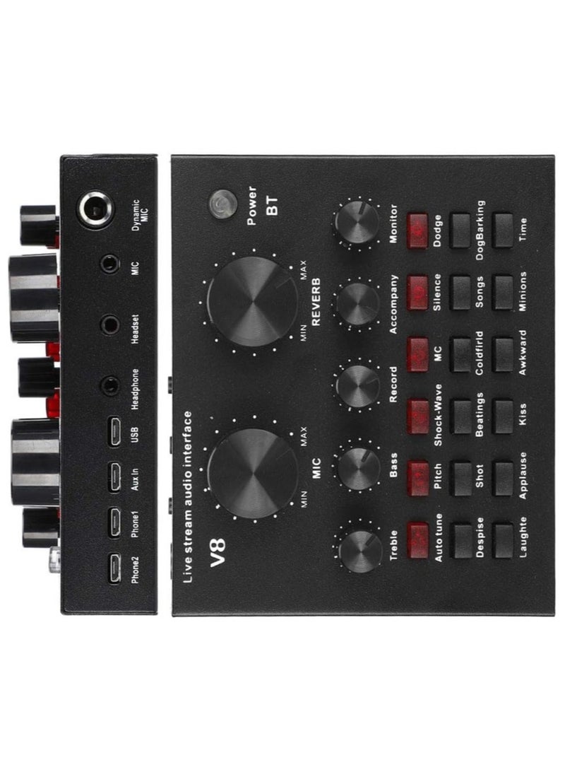 ELTRAZONE Audio Mixer Live Sound Card Intelligent Volume Adjustable Audio Mixer Sound Card with Microphone (Color : Black, Size : One Size) - Image 2