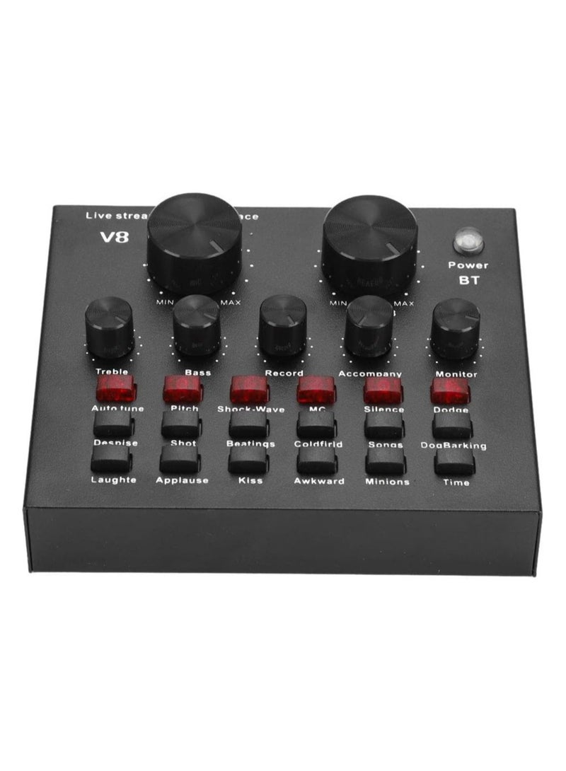 ELTRAZONE Audio Mixer Live Sound Card Intelligent Volume Adjustable Audio Mixer Sound Card with Microphone (Color : Black, Size : One Size) - Image 1