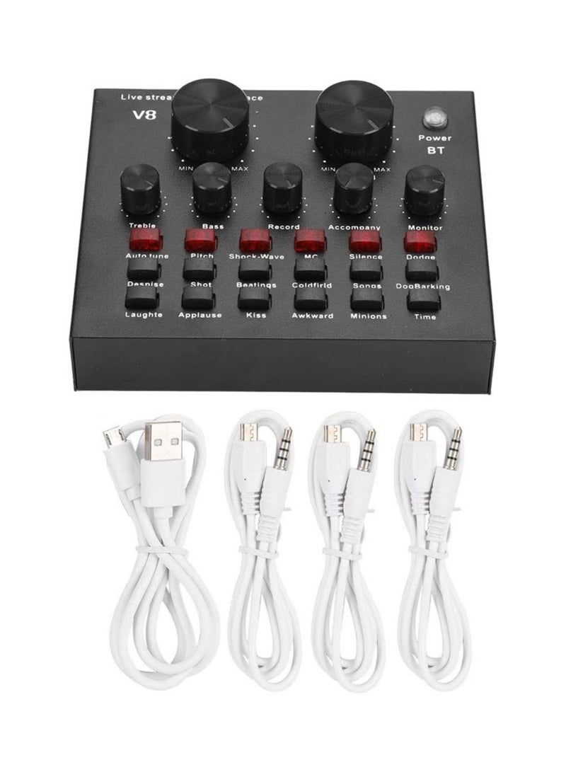 ELTRAZONE Audio Mixer Live Sound Card Intelligent Volume Adjustable Audio Mixer Sound Card with Microphone (Color : Black, Size : One Size) - Image 3