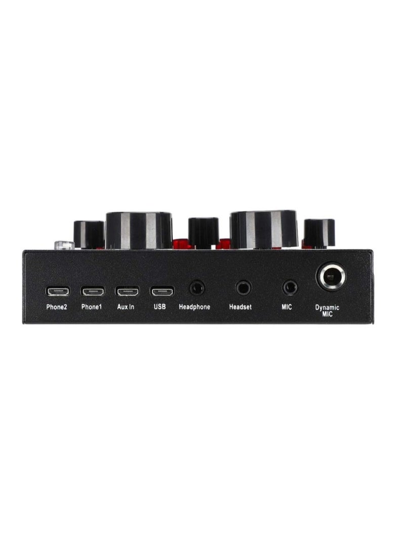 ELTRAZONE Audio Mixer Live Sound Card Intelligent Volume Adjustable Audio Mixer Sound Card with Microphone (Color : Black, Size : One Size) - Image 5