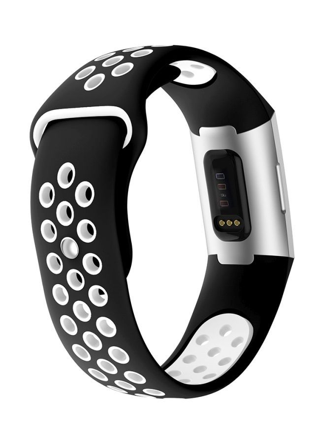 NIBEMINENT Silicone Replacement Band For Fitbit Charge 3 White/Black - Image 4