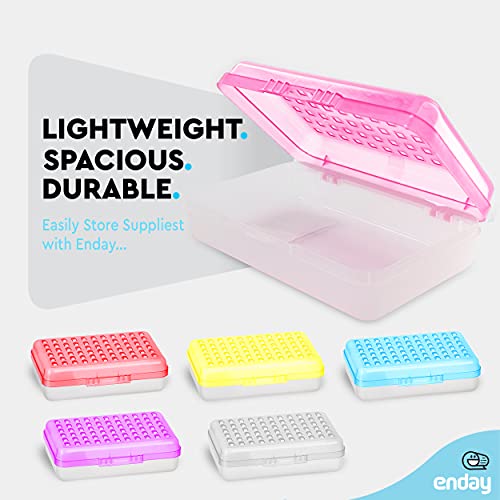 Enday Pencil Box Pink, Plastic Small Dots Pencil Case, School Storage Utility Supplies Box Organizer with Snap Closure for Kids and Adults Also Available in Green, Grey, Purple, Red, Blue, 1 PK - Image 4