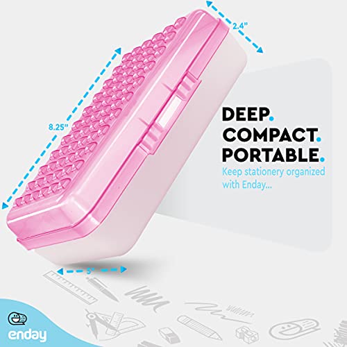 Enday Pencil Box Pink, Plastic Small Dots Pencil Case, School Storage Utility Supplies Box Organizer with Snap Closure for Kids and Adults Also Available in Green, Grey, Purple, Red, Blue, 1 PK - Image 5