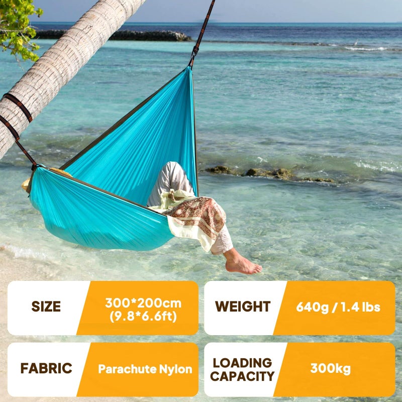 NATUREFUN Ultra-Light Travel Camping Hammock | 300kg Load Capacity,(300x200cm) Breathable,Quick-Drying Parachute Nylon | 2 x Premium Carabiners,2 x Nylon Slings Included | for Outdoor Indoor Garden - Image 2