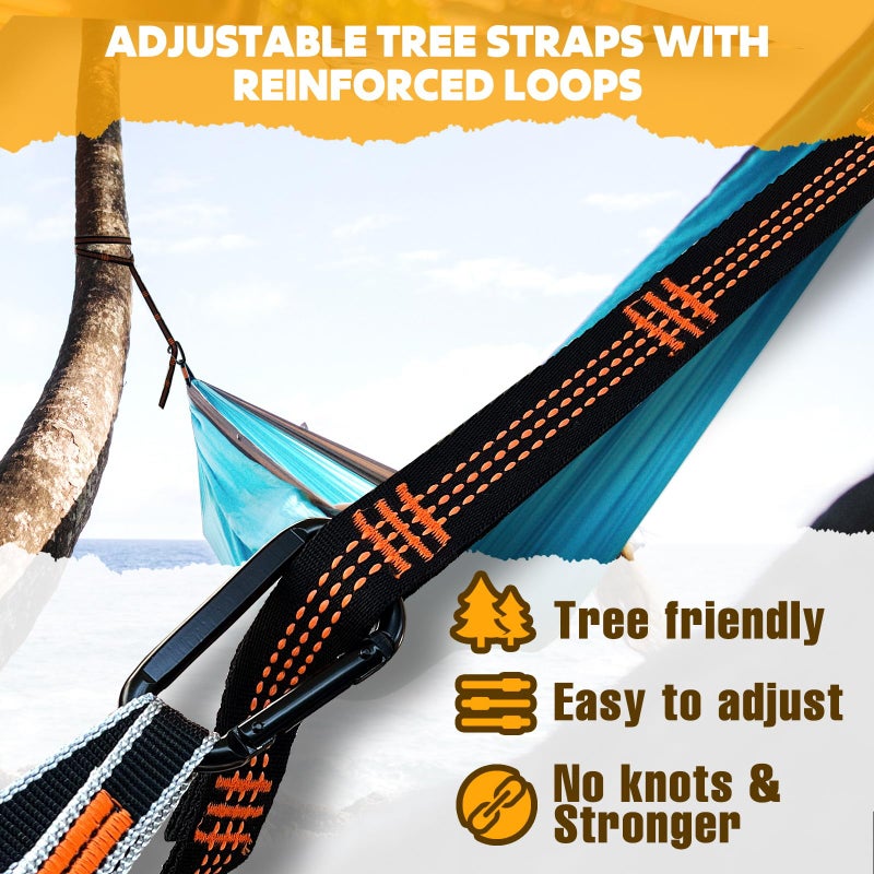 NATUREFUN Ultra-Light Travel Camping Hammock | 300kg Load Capacity,(300x200cm) Breathable,Quick-Drying Parachute Nylon | 2 x Premium Carabiners,2 x Nylon Slings Included | for Outdoor Indoor Garden - Image 3