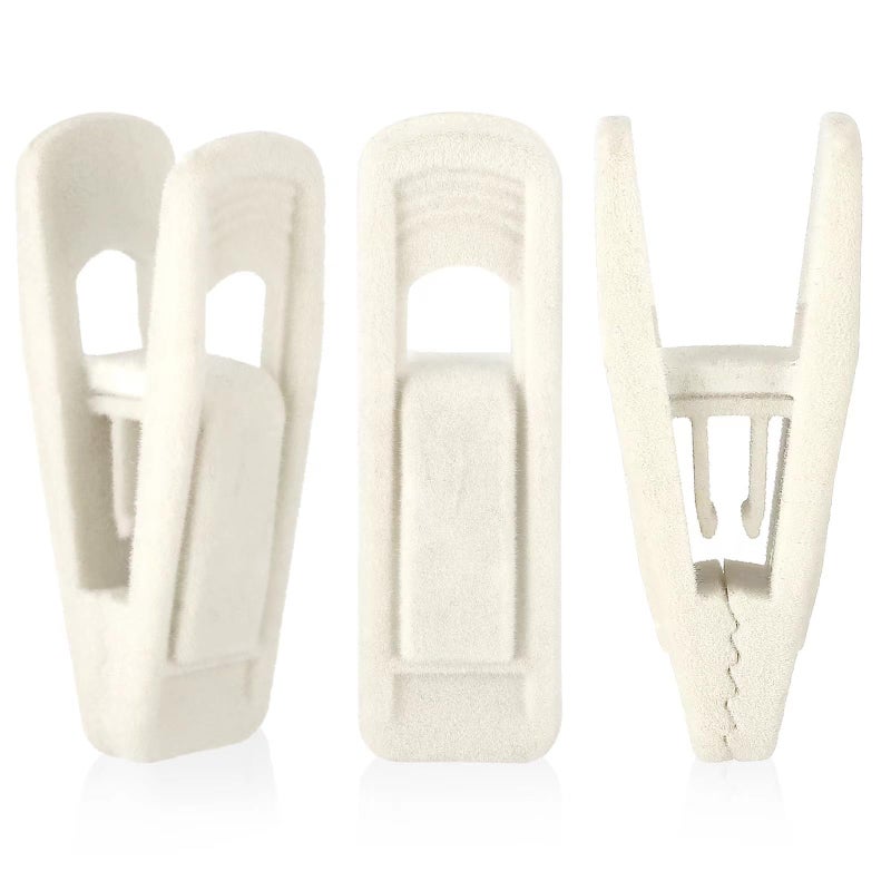 Tinfol Ivory Velvet Hanger Clips, 24 Pack Pants Velvet Clips, Large Opening Clip Clothes Pin, Strong Finger Flocked Clip Perfect for Slim-line Clothes Hangers - Image 1