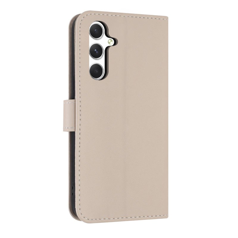 erorex For Samsung Galaxy A16 4G / 5G Metal Bow Leather Phone Case with Hand Strap(Apricot) - Image 3