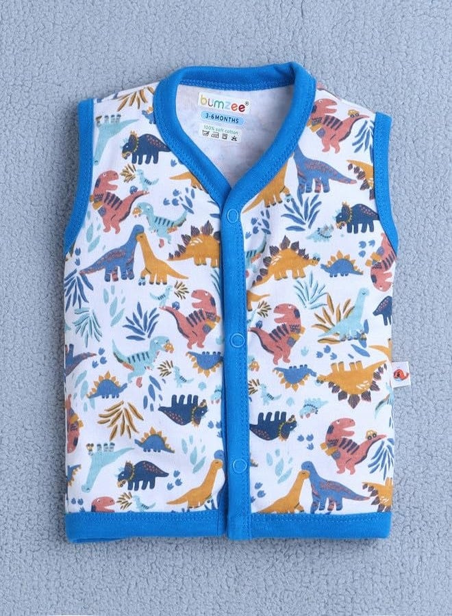 BUMZEE Baby Boys Cotton Pack of 3 Sleeveless Jablas Blue & White - 3-6 Months (Peb10571C-blu) - Image 2