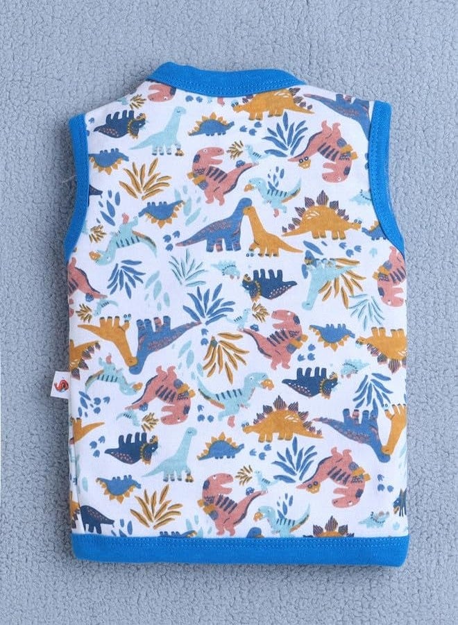 BUMZEE Baby Boys Cotton Pack of 3 Sleeveless Jablas Blue & White - 3-6 Months (Peb10571C-blu) - Image 3