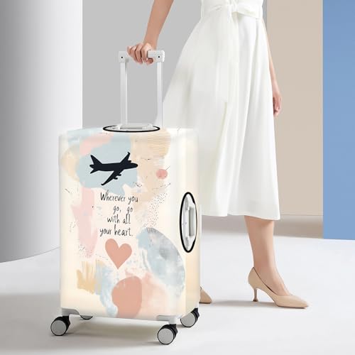 THISFIND Wherever You Go, Go with All Your Heart Airplane Design Luggage Cover, Suitcase Protector for 18-22 Inch Luggage, Stretchable, Machine Washable, Artistic Travel Accessory,S - Image 2