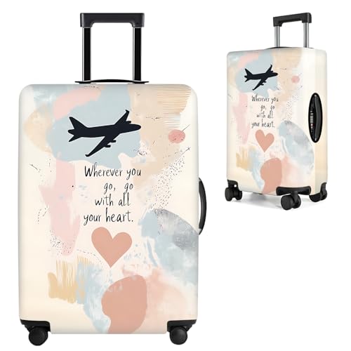 THISFIND Wherever You Go, Go with All Your Heart Airplane Design Luggage Cover, Suitcase Protector for 18-22 Inch Luggage, Stretchable, Machine Washable, Artistic Travel Accessory,S - Image 1