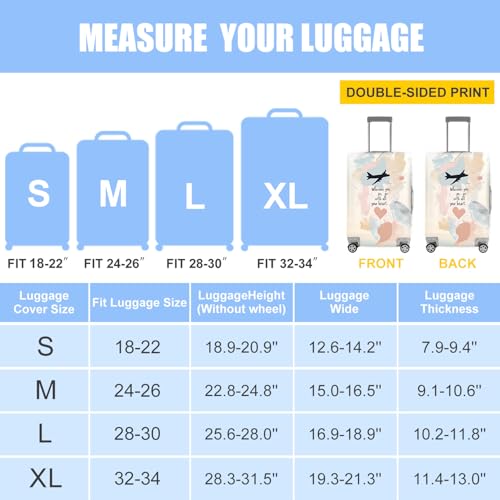THISFIND Wherever You Go, Go with All Your Heart Airplane Design Luggage Cover, Suitcase Protector for 18-22 Inch Luggage, Stretchable, Machine Washable, Artistic Travel Accessory,S - Image 3