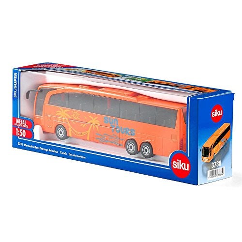 Siku 3738, Mercedes-Benz Travego Coach, 1:50, Metal/Plastic, Orange, Functional Doors and Luggage Compartment - Image 1