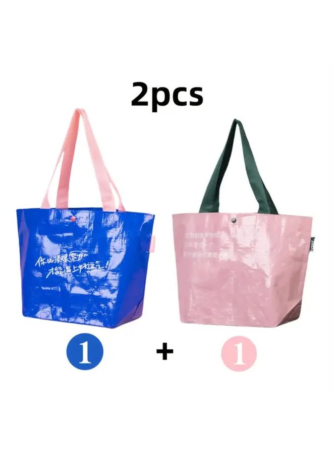 Pink Reusable Shopping Bags Foldable Lightweight With Snap Closure - Image 1