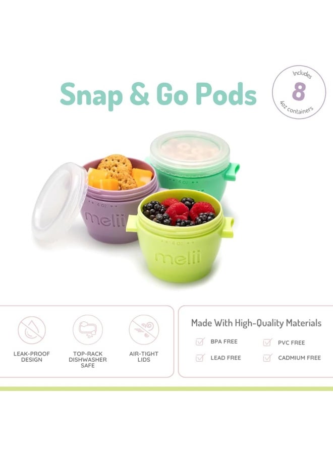 melii - Snap & Go Pods - Airtight & Leakproof Baby Food Containers - Baby Food Storage Pods for Effortless Mealtime, 4oz, Set of 8 - Image 1