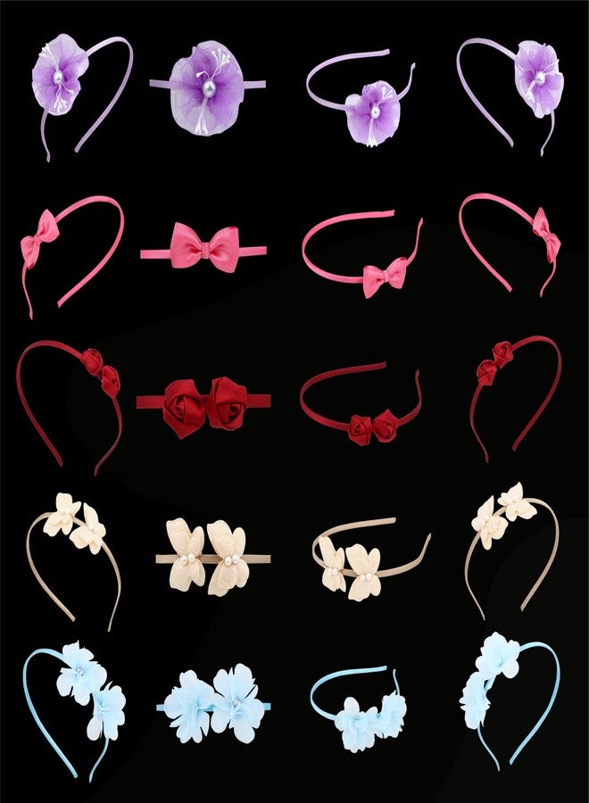 ANVIK (5pcs) Cute Stylish Fancy Satin Hairband Headband Head Band for Kids Girls/ Floral,Butterfly ,Bow lightweight comfortable Hair Accessories for Girls 3 to 12 years/ Hair Band for Parties/ Festival/Wedding/school/Birthday Gift for Girls - Image 2
